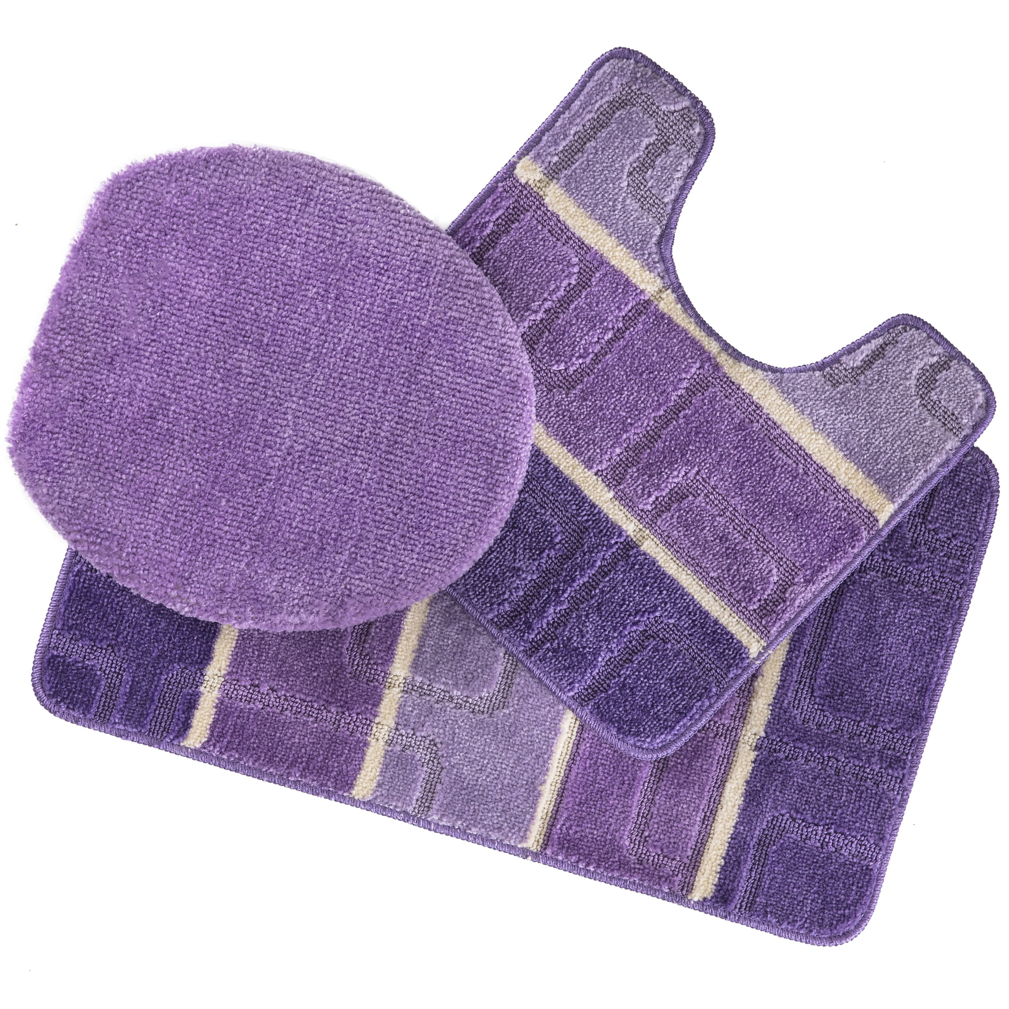 Ottomanson Layla Washable NonSlip Rubberback Polypropylene Lilac Bath