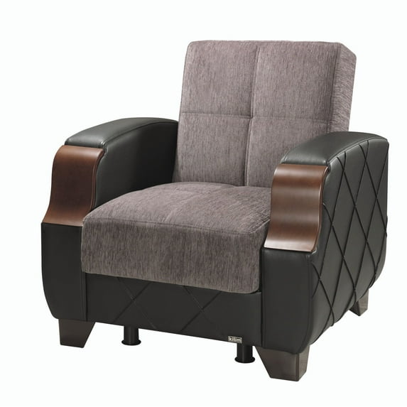 Ottomanson Luna Convertible Arm Chair, Gray Chenille