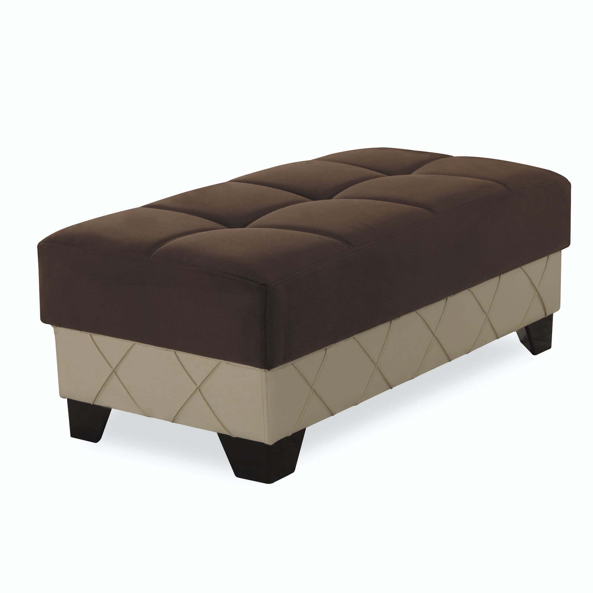 Ottomanson Luna Upholstered Tufted Ottoman, Brown