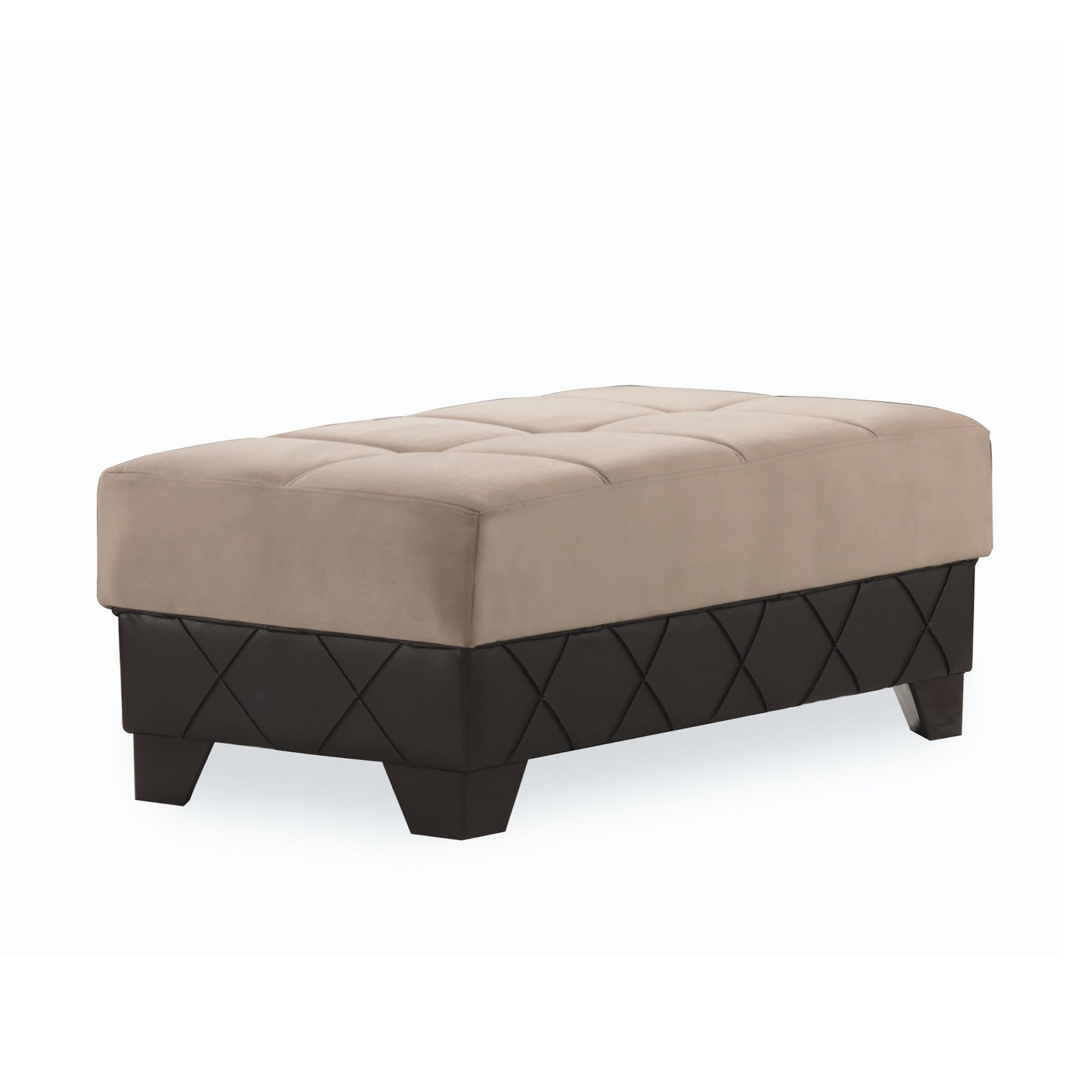 Ottomanson Luna Upholstered Tufted Ottoman, Brown