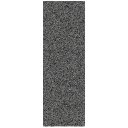 Ottomanson Luxury Non-Slip Rubberback Solid 2x5 Soft Indoor Runner Rug, 20" x 59", Gray
