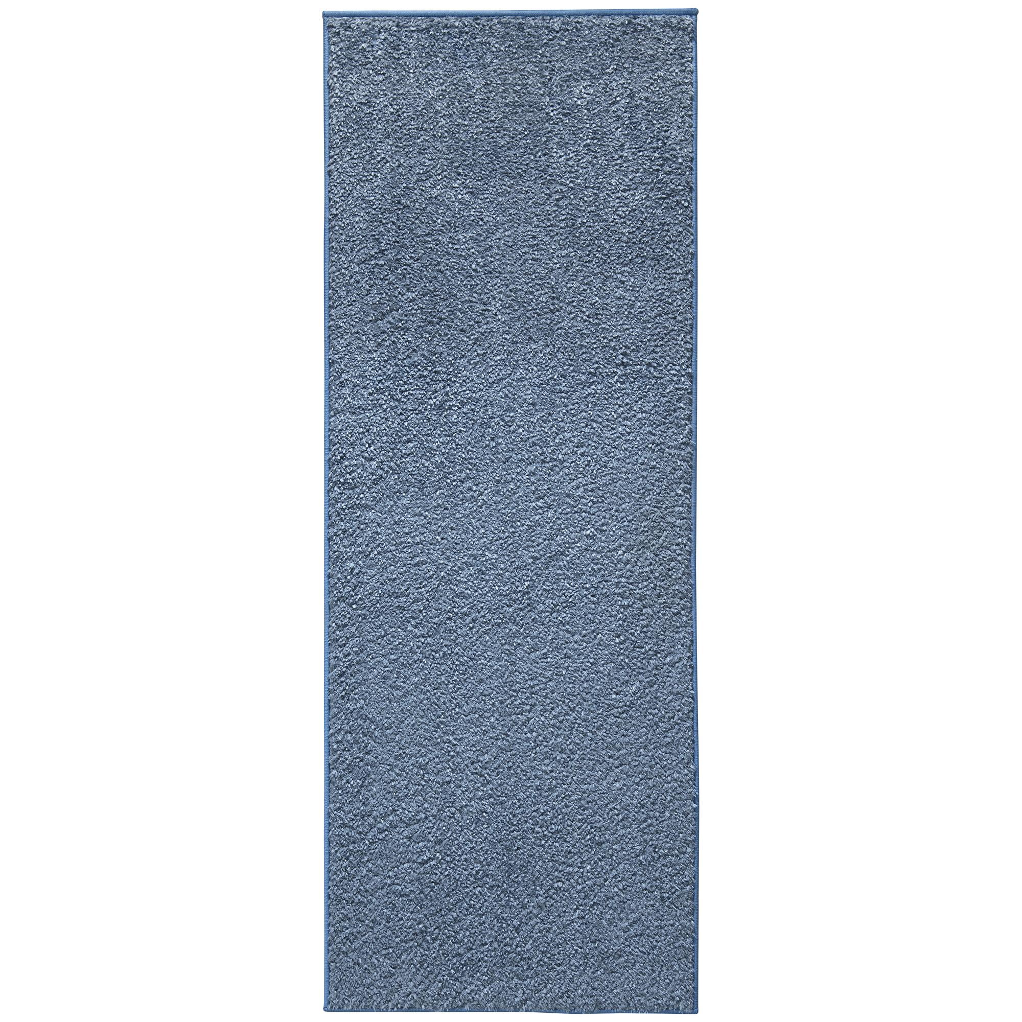 Ottomanson Luxury Non-Slip Rubberback Solid 2x6 Soft Indoor Runner Rug, 2'2'' x 6', Turquoise Blue