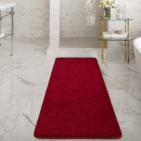 Ottomanson Luxury Washable Non-Slip Rubberback Solid 2x5 Indoor Runner Rug, 20" x 59", Red
