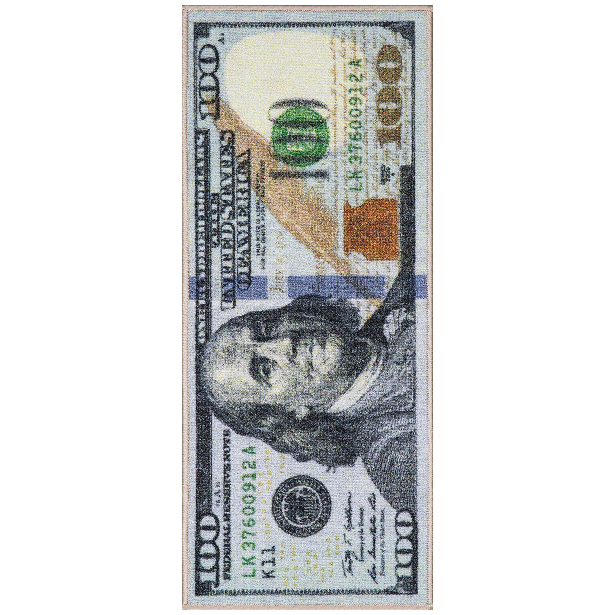 Ottomanson Machine Washable 100 Dollar Bill Non-Slip Rubberback 17x43 ...