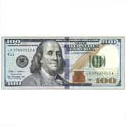 Ottomanson Machine Washable 100 Dollar Bill Non-Slip Rubberback 22x53 Money Rug, 22" x 53", Blue/Multicolor