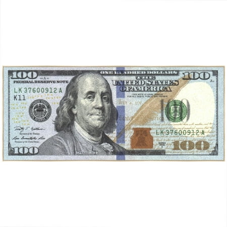 Ottomanson 100 Dollar Bill Non-Slip Rubberback 20x53 Money Rug, 20" x 53", Multicolor