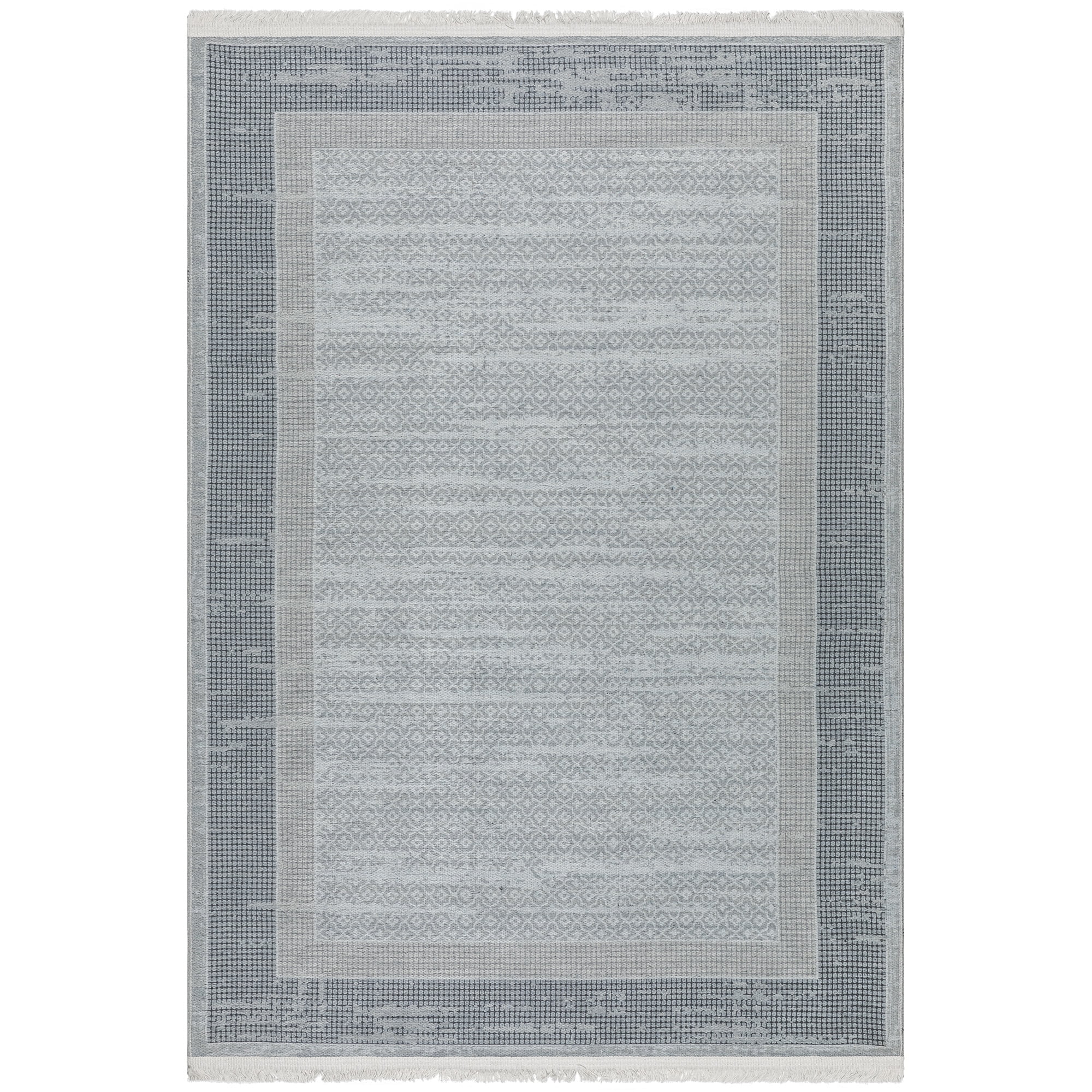 Gray and Dark Gray Synthetic Flatweave Medallion Area Rug 4' x 6'