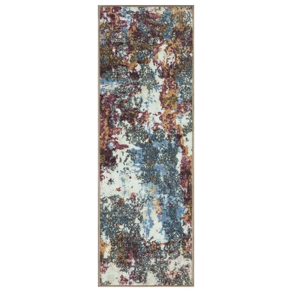 Ottomanson Non-Slip Hallway Runner Rug 20" x 59" Perfect for High Traffic Areas, Multi Abstract