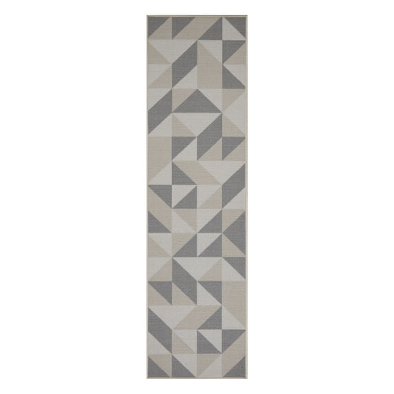 Ottomanson Non-Slip Hallway Runner Rug 1'10" x 7' Perfect for High Traffic Areas, Beige Lines