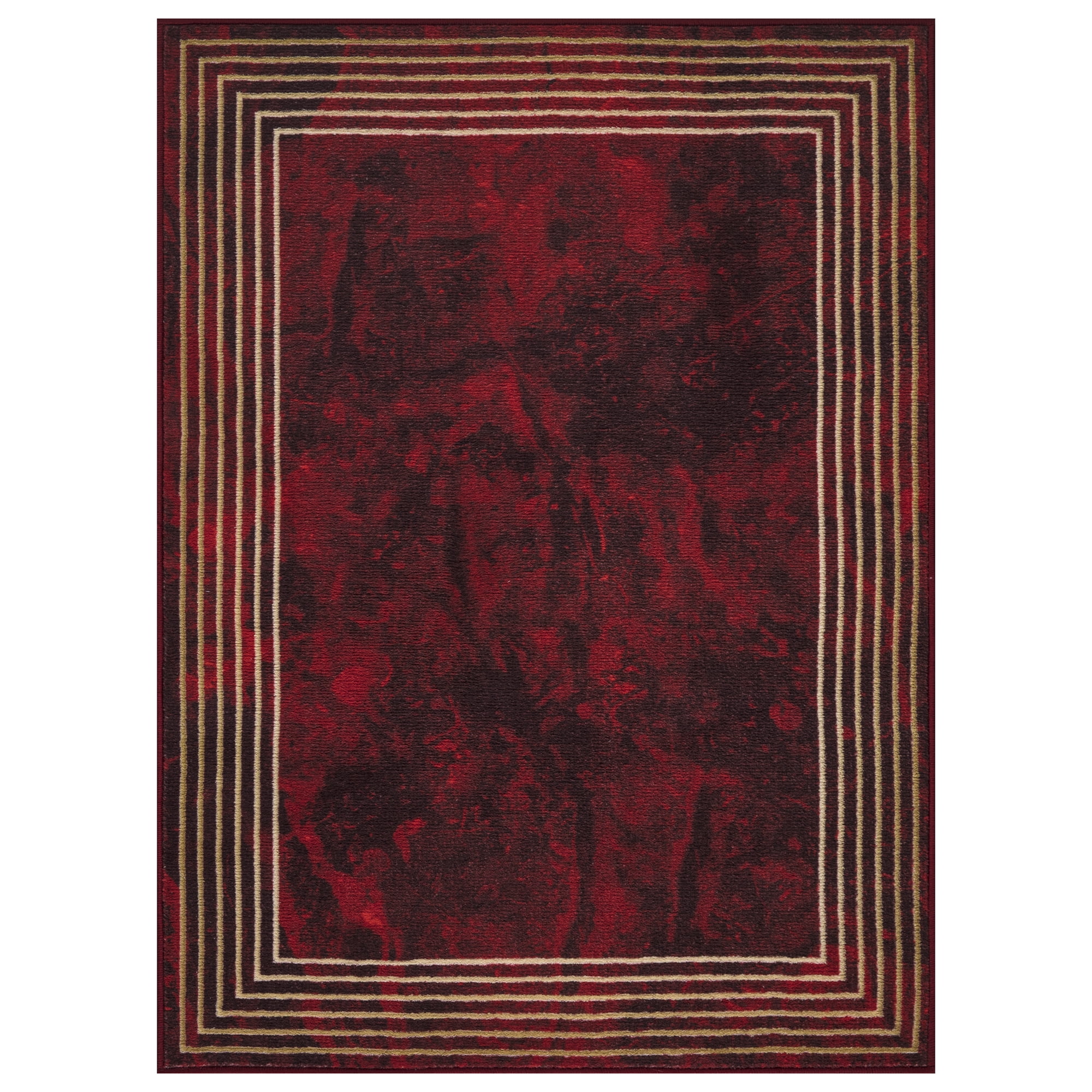 Ottomanson Machine Washable Non-Slip Rubberback Border 5x7 Indoor Area ...