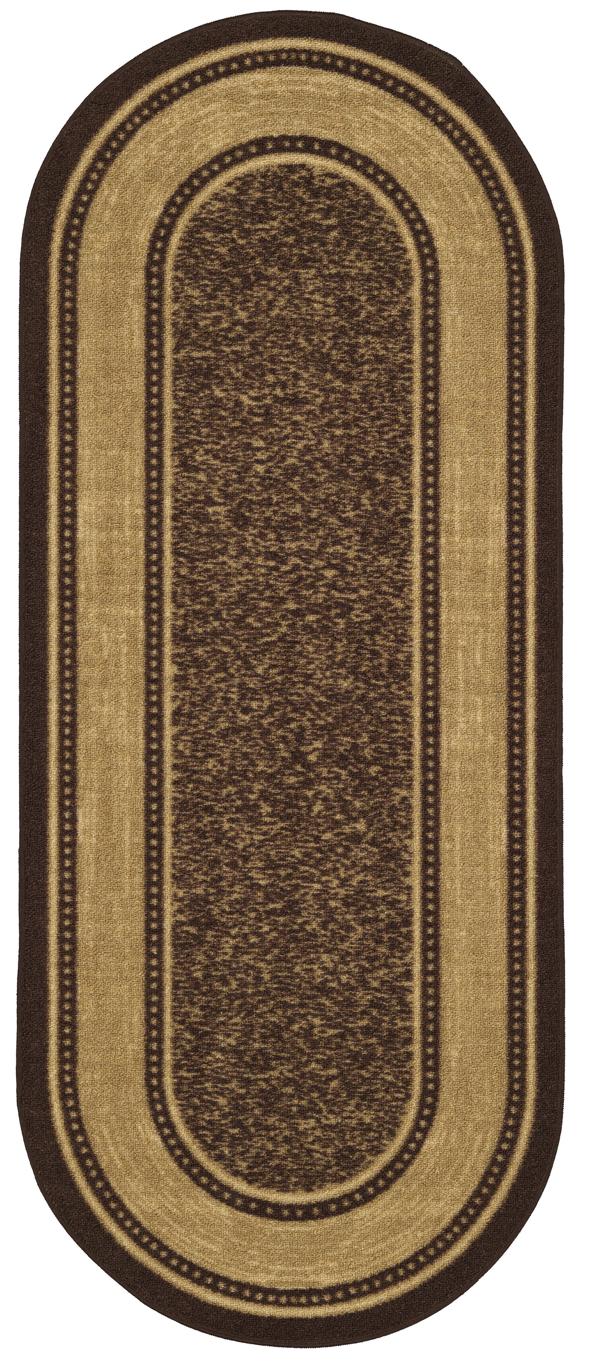  Machine Washable Bordered Design Non-Slip Rubberback 5x7  Traditional Area Rug for Living Room, Bedroom, Kitchen, Dining Room, 5' x  6'6 Oval, Brown : Everything Else