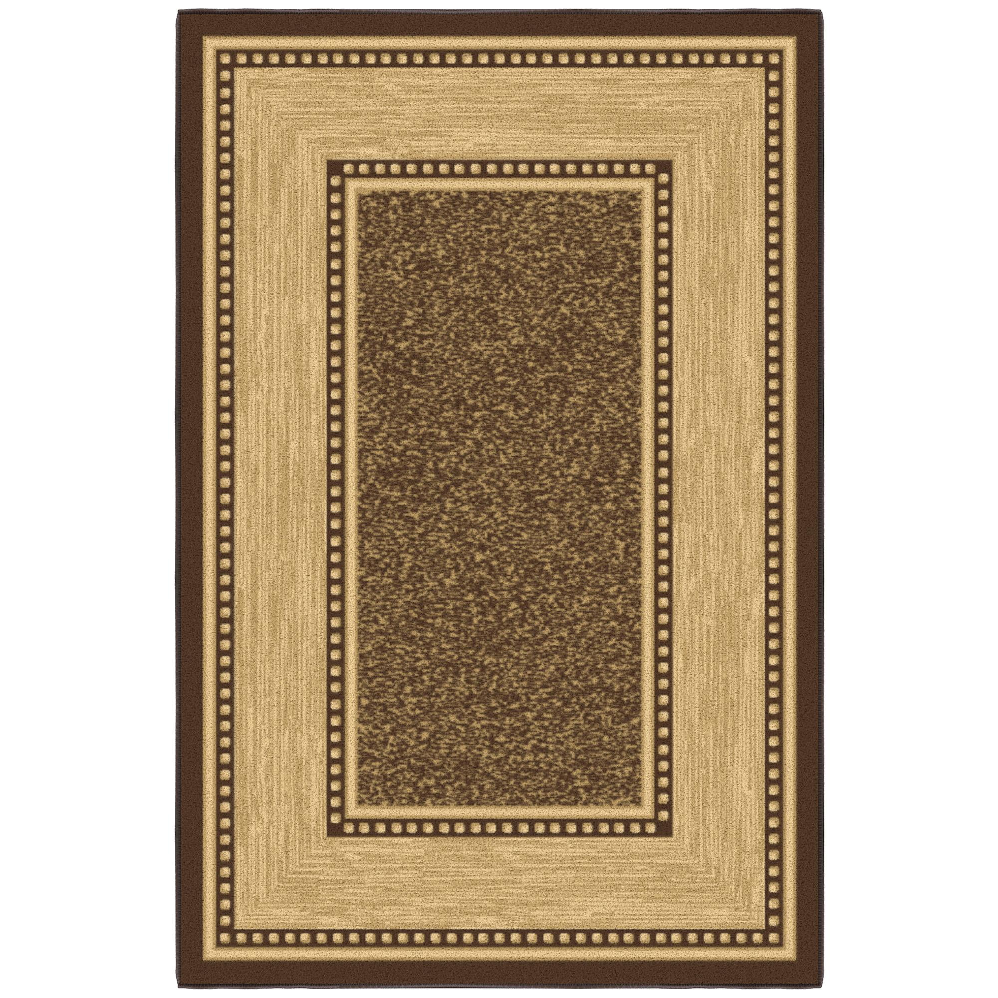 Brown and Beige Synthetic Non-Slip Washable Area Rug 3'3" x 5'