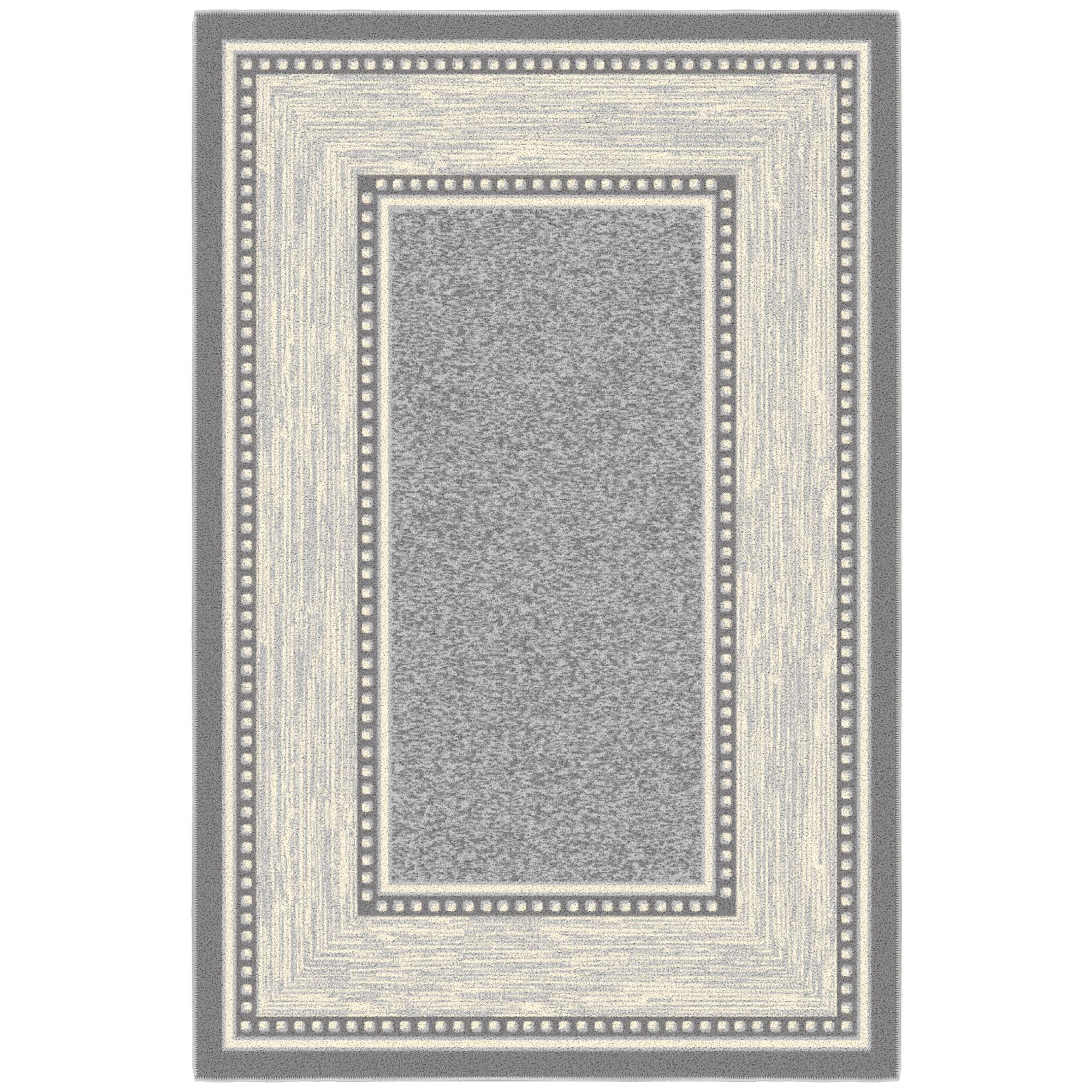 Light Gray Rectangular Synthetic Washable Area Rug