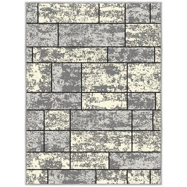 Ottomanson Non-Slip Rubberback Boxes 2x3 Indoor Area Rug, 2'3" x 3', Gray