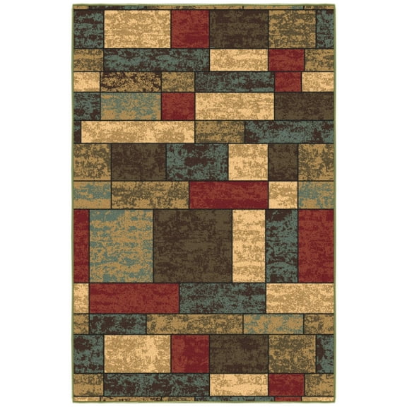 Ottomanson Non-Slip Rubberback Boxes 3x5 Indoor Area Rug, 3'3" x 5', Multicolor