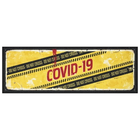 Ottomanson COVID-19 Sign Bathroom Runner Rug 20" x 59" - Non Slip Low Pile Carpet, Yellow