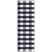 Ottomanson Machine Washable Non-Slip Rubberback Checkered Buffalo Plaid 2x5 Indoor Runner Rug, 20" x 59", Black