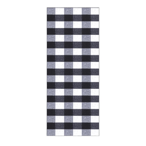 Ottomanson Hallway Runner Rug 2'7" x 10' – Non-Slip Low Pile Carpet for High Traffic Areas, Buffalo Plaid Black/White