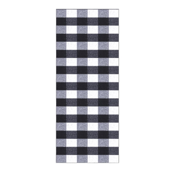 Ottomanson Hallway Runner Rug 2'7" x 10' – Non-Slip Low Pile Carpet for High Traffic Areas, Buffalo Plaid Black/White