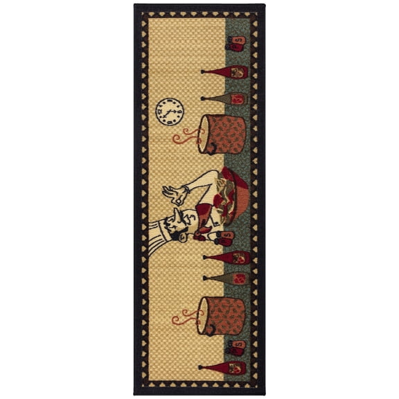 Ottomanson Machine Washable Non-Slip Rubberback Chef 2x5 Kitchen Runner Rug, 20" x 59", Beige