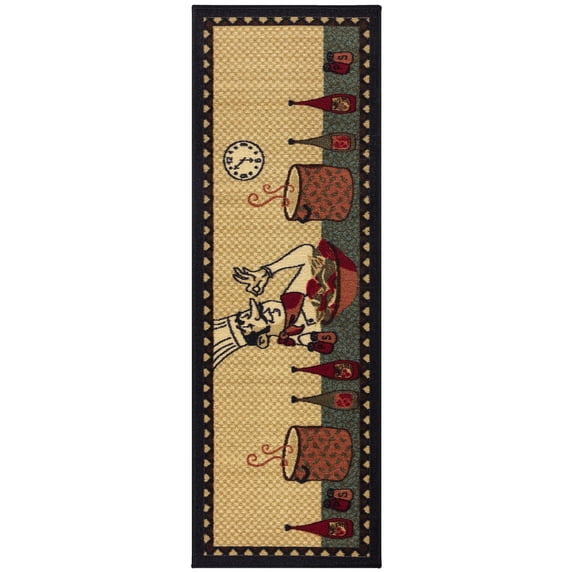 Ottomanson Machine Washable Non-Slip Rubberback Chef 2x5 Kitchen Runner Rug, 20" x 59", Beige