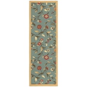 Ottomanson Non-Slip Rubberback Floral 2x5 Indoor Runner Rug, 20" x 53", Seafoam