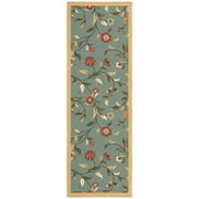 Ottomanson Floral Bathroom Runner Rug 20" x 59" - Non Slip Low Pile Carpet, Seafoam Green