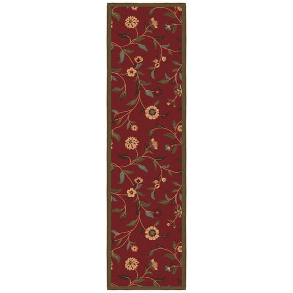 Ottomanson Non-Slip Hallway Runner Rug 1'10" x 7' Perfect for High Traffic Areas, Red Floral