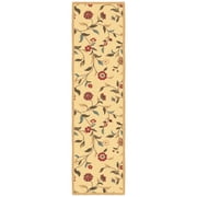 Ottomanson Floral Hallway Runner Rug 2'7" x 9'6" - Non Slip Low Pile Carpet, Beige
