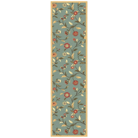 Ottomanson Non-Slip Hallway Runner Rug 2'7" x 9'10" Perfect for High Traffic Areas, Seafoam Green Floral