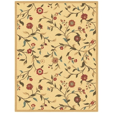 Ottomanson Non-Slip Rubberback Floral 5x7 Indoor Area Rug, 5' x 6'6", Beige