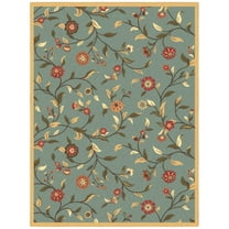 Ottomanson Non-Slip Rubberback Floral 5x7 Indoor Area Rug, 5' x 6'6", Seafoam
