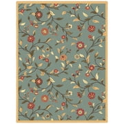 Ottomanson Floral Area Rug 5' x 6'6" - Non Slip Low Pile Carpet, Seafoam Green