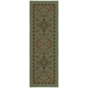 Ottomanson Machine Washable Non-Slip Rubberback Medallion Oriental 2x5 Indoor Runner Rug, 20" x 59", Seafoam Green