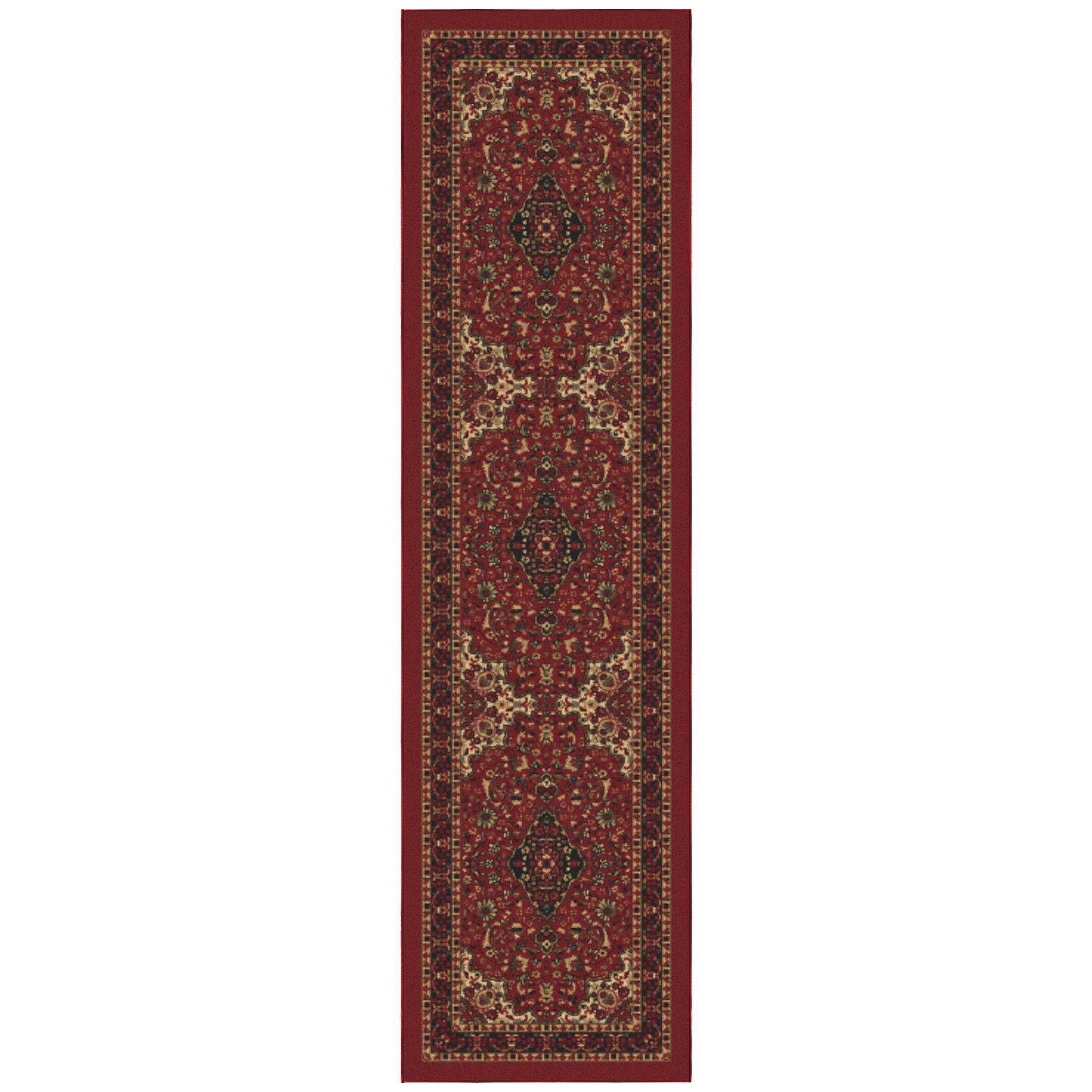 Red Oriental Design Washable Non-Slip Runner Rug