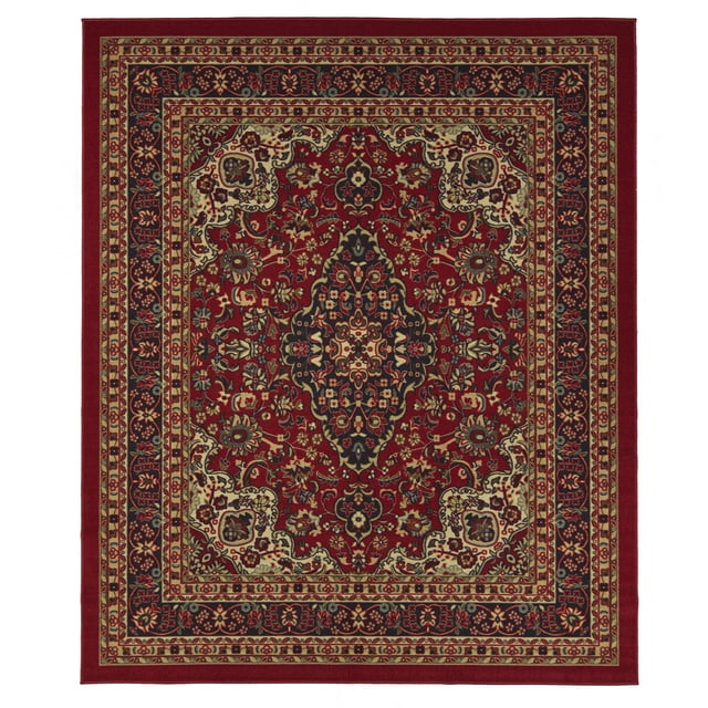 Ottomanson Machine Washable NonSlip Rubberback Medallion Oriental 8x10