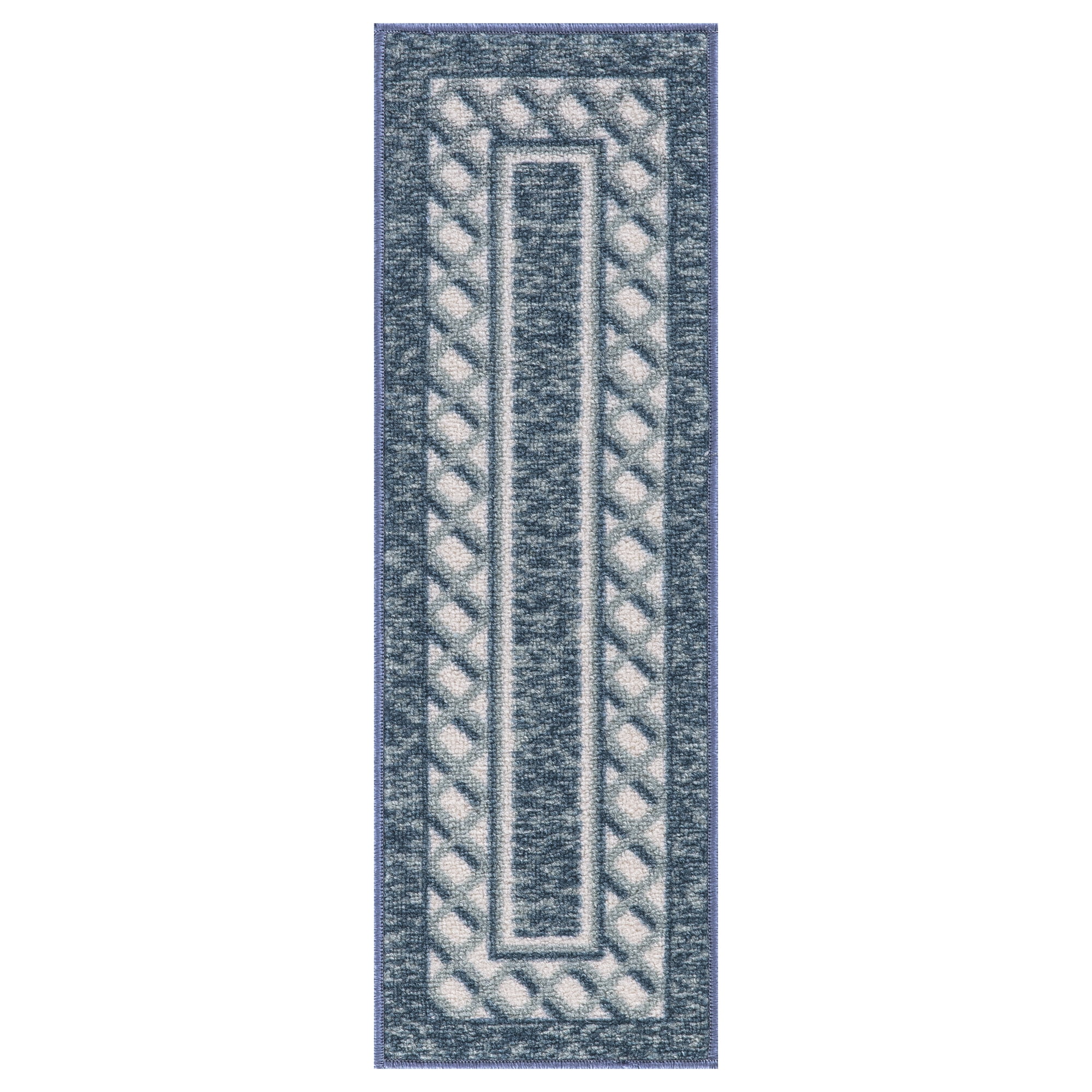 Navy and White Polyamide Non-Slip Rubberback Stair Treads Set