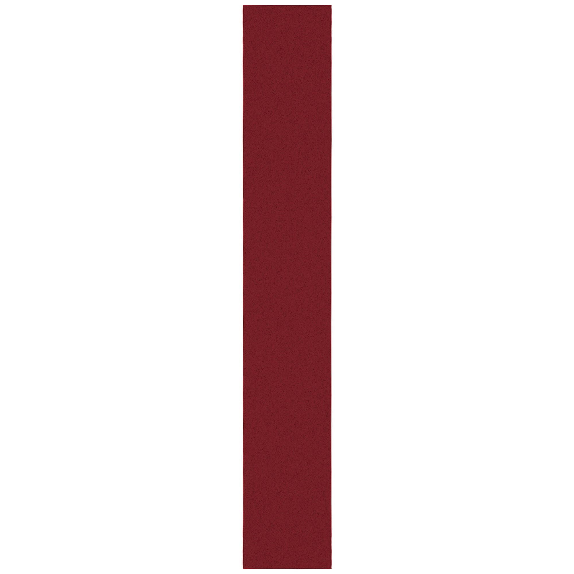 Ottomanson Solid Aisle Runner Rug 1'10" x 12' - Non Slip Low Pile Carpet, Red