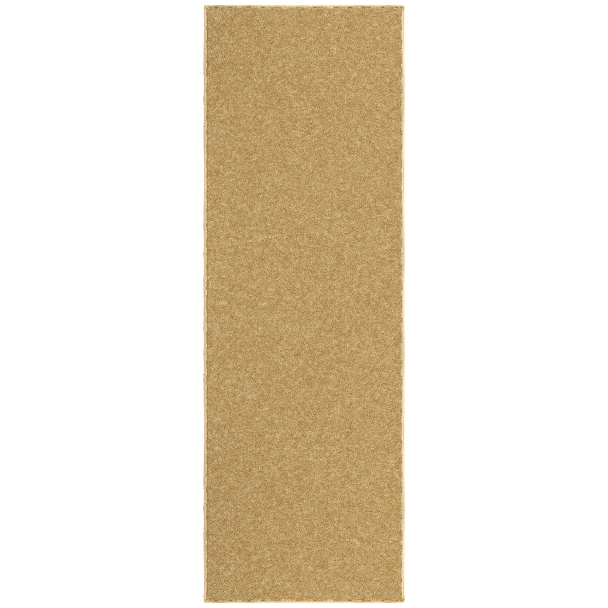Ottomanson Solid Bathroom Runner Rug 20" x 59" - Non Slip Low Pile Carpet, Beige