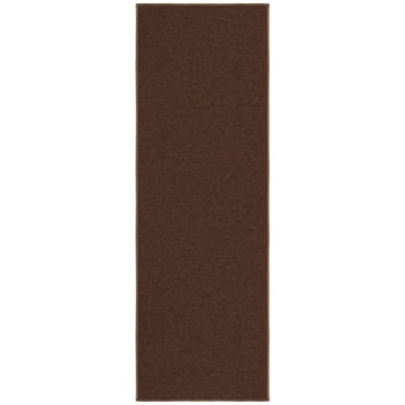 Ottomanson Non-Slip Rubberback Modern Solid 2x5 Indoor Runner Rug, 20" x 59", Brown