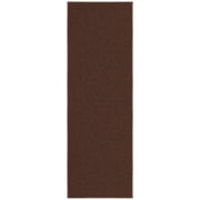 Ottomanson Solid Bathroom Runner Rug 20" x 53" - Non Slip Low Pile Carpet, Brown