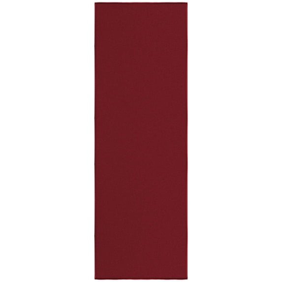Ottomanson Solid Bathroom Runner Rug 20" x 59" - Non Slip Low Pile Carpet, Red