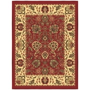 Ottomanson Floral Indoor Doormat 2'3" x 3' - Non Slip Low Pile Area Rug for Entryway, Red