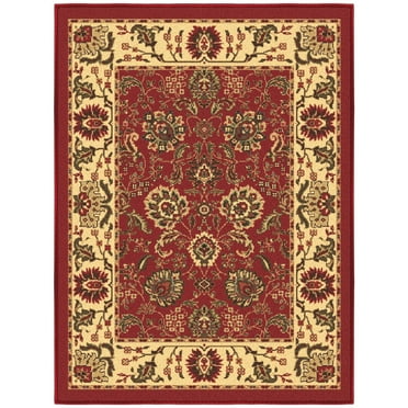 Ottomanson Non-Slip Rubberback Oriental 2x3 Indoor Area Rug, 2'3" x 3', Red