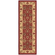 Ottomanson Oriental Bathroom Runner Rug 20" x 53" - Non Slip Low Pile Carpet, Red