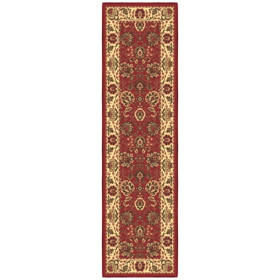 Ottomanson Floral Kitchen Runner Rug 1'10" x 6' - Non Slip Low Pile Carpet, Red