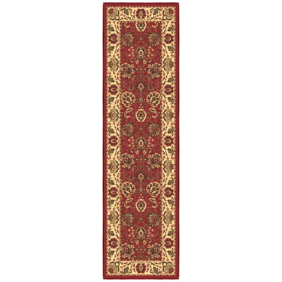 Ottomanson Floral Kitchen Runner Rug 1'10" x 6' - Non Slip Low Pile Carpet, Red