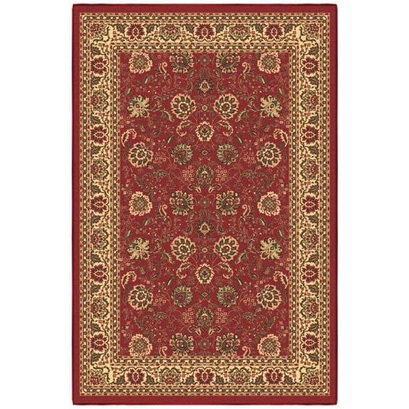 Ottomanson Floral Area Rug 3'3" x 4'7" - Non Slip Low Pile Carpet, Red