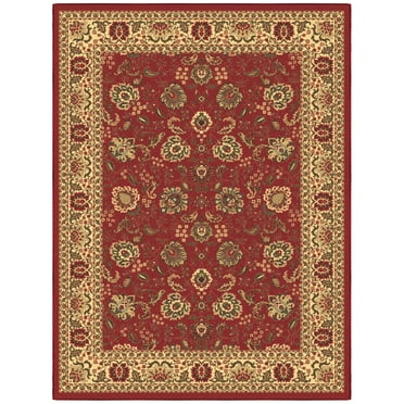 Ottomanson Non-Slip Rubberback Oriental 5x7 Indoor Area Rug, 5' x 6'6", Red