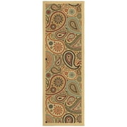 Ottomanson Machine Washable Non-Slip Rubberback Paisley 2x5 Indoor Runner Rug, 20" x 59", Beige